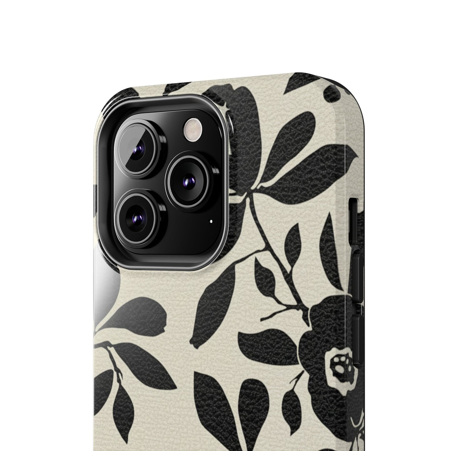 Tough Phone Case — Black Floral Silhouette Protective Cover