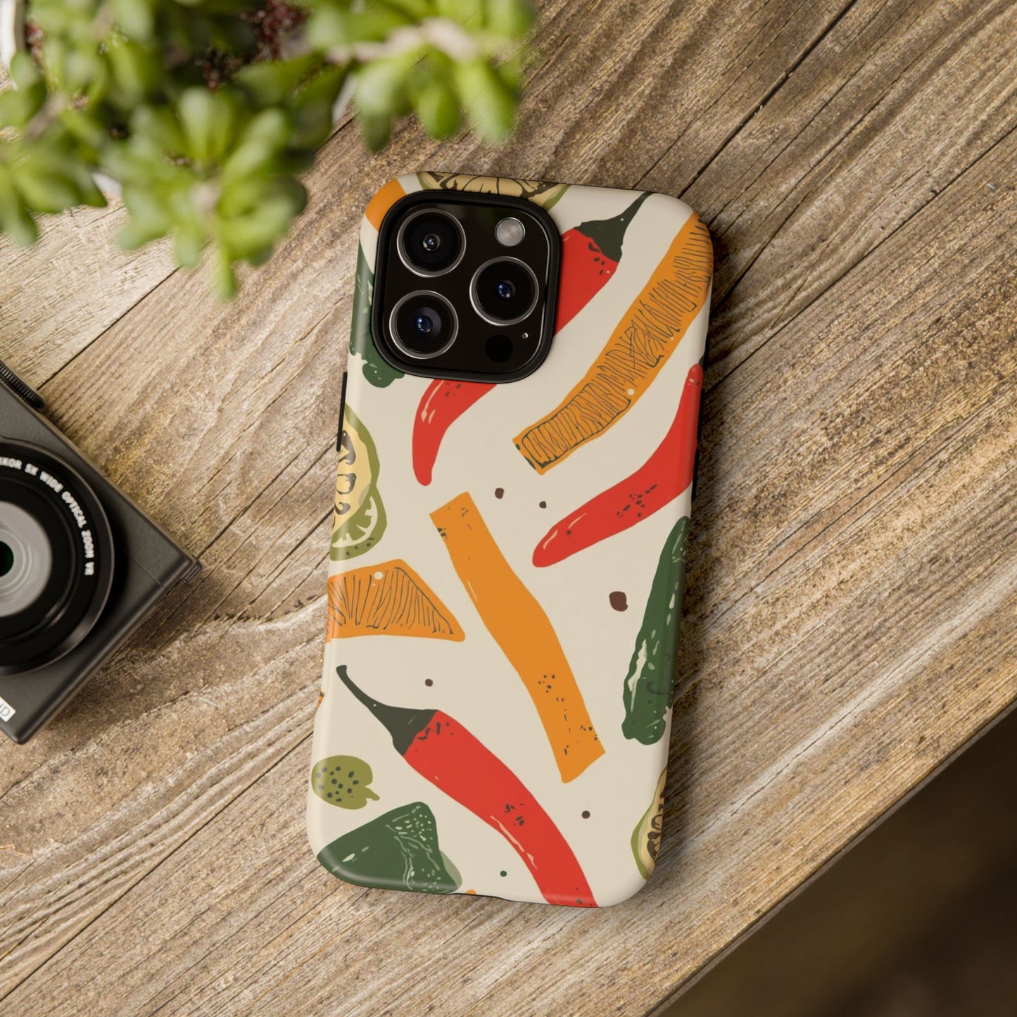 Spicy Peppers Phone Case – Colorful Chili, Lime & Citrus Pattern