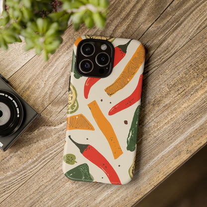 Spicy Peppers Phone Case – Colorful Chili, Lime & Citrus Pattern