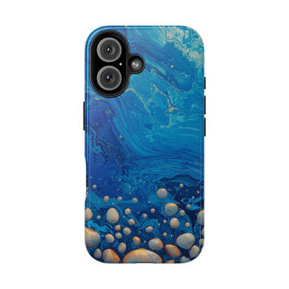 Blue Ocean Pebble Tough Phone Case — Protective Artistic Marble Design