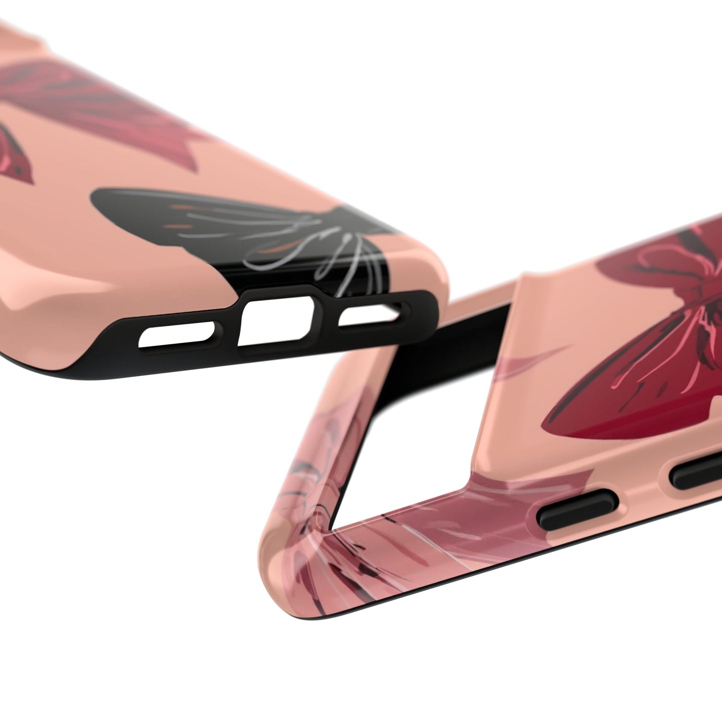 Bow Pattern Tough Phone Case — Pink, Red & Black Decorative Bows