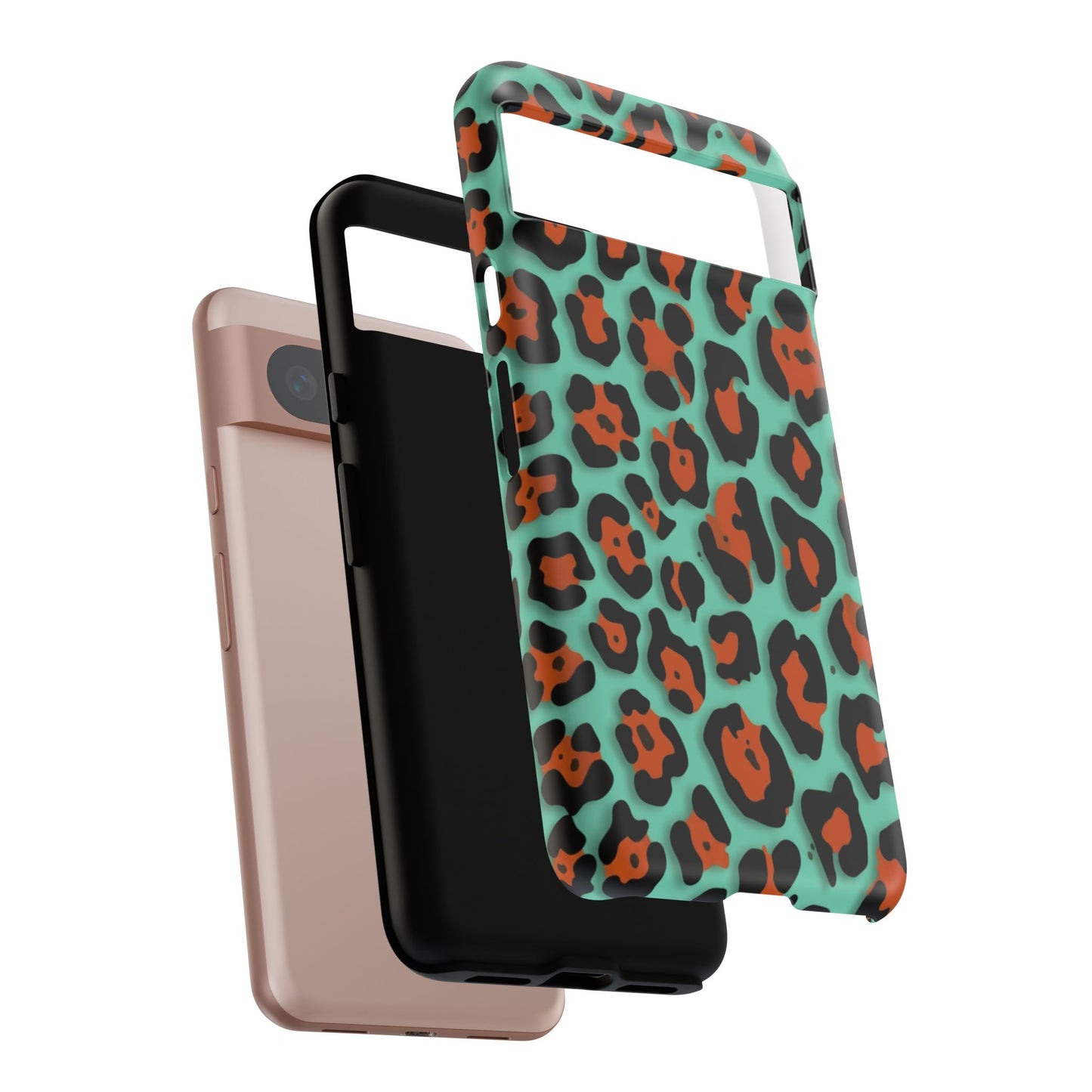 Teal & Rust Leopard Phone Case — Tough Protective Animal Print