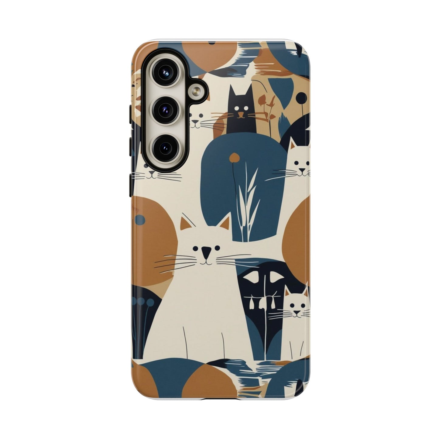 Cat Pattern Phone Case – Retro Abstract Cats Protective iPhone Cover