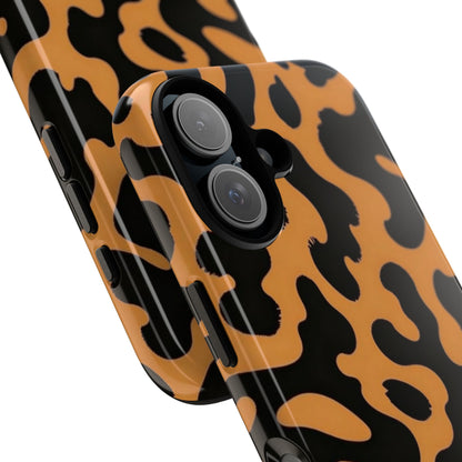 Leopard Print Phone Case — Orange & Black Tough Pattern Protective Cover