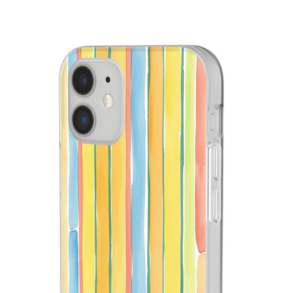 Watercolor Stripe Phone Case — Bright Pastel Vertical Stripes Protective Flexi Case
