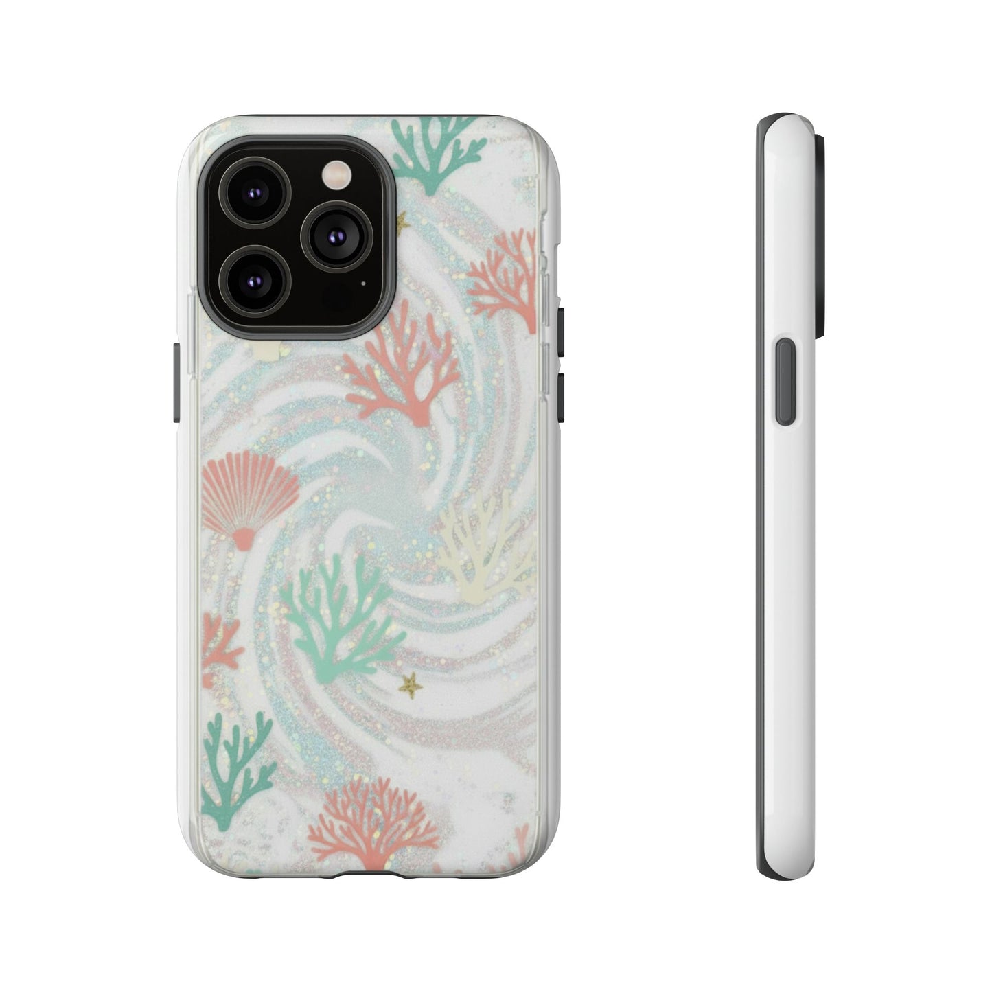 Seafoam Coral Tough Phone Case - Pastel Ocean Wave Design