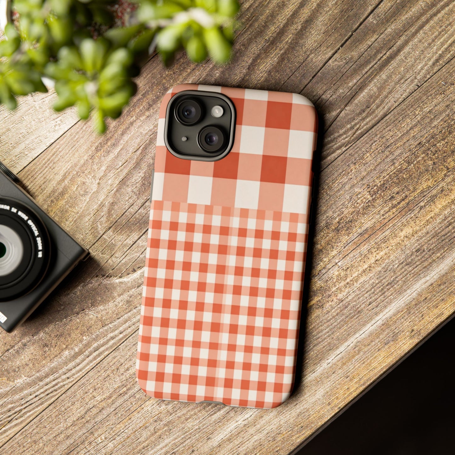 Buffalo Check Tough Phone Case — Orange Gingham Protective Cover