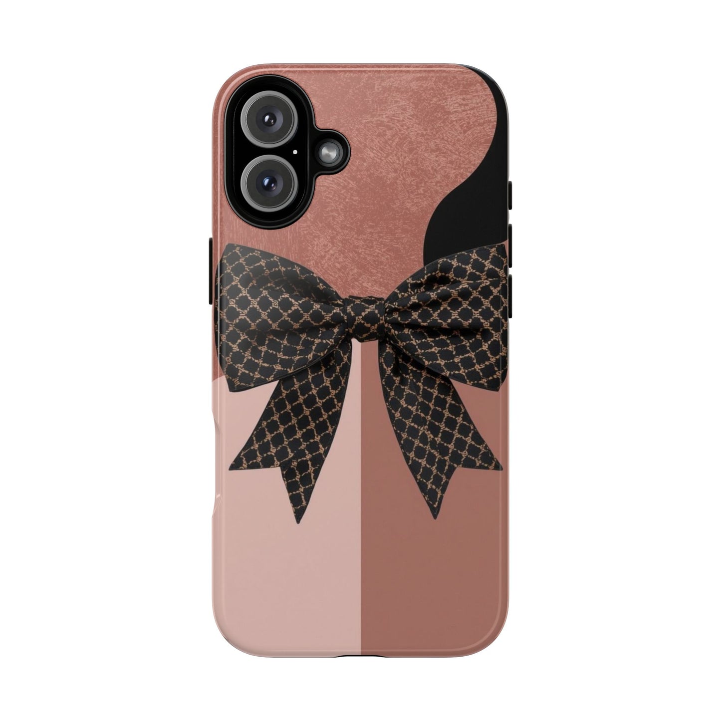 Bow Stripe Tough Phone Case – Pink Mauve Protective Cover