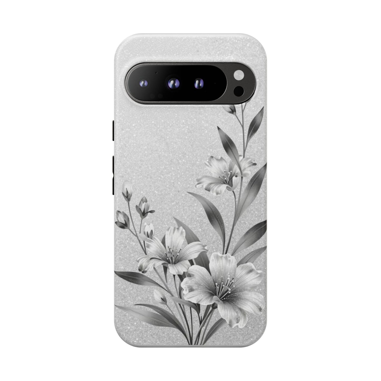 Floral Monochrome Phone Case — Elegant Black & White Lily Design