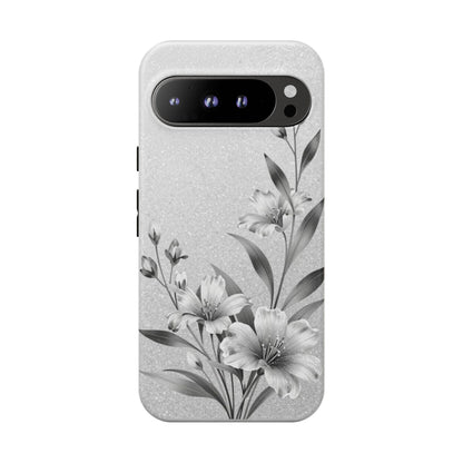 Floral Monochrome Phone Case — Elegant Black & White Lily Design