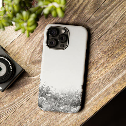 Butterfly Floral Tough Phone Case – Monochrome Garden Protection