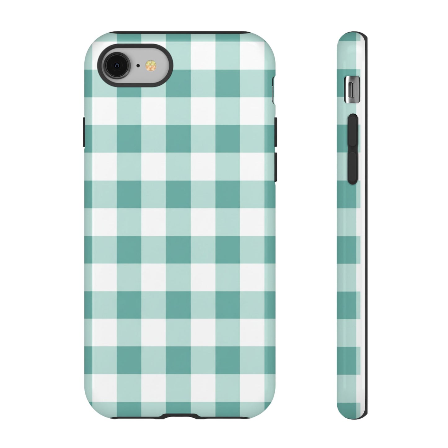 Mint Green Buffalo Check Tough Phone Case — Durable Plaid Protective Cover