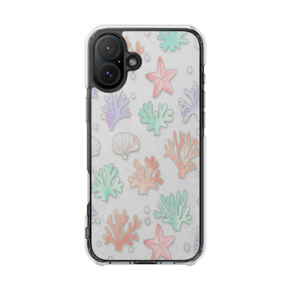 Clear Magnetic Phone Case — Pastel Sea Shell & Starfish Design