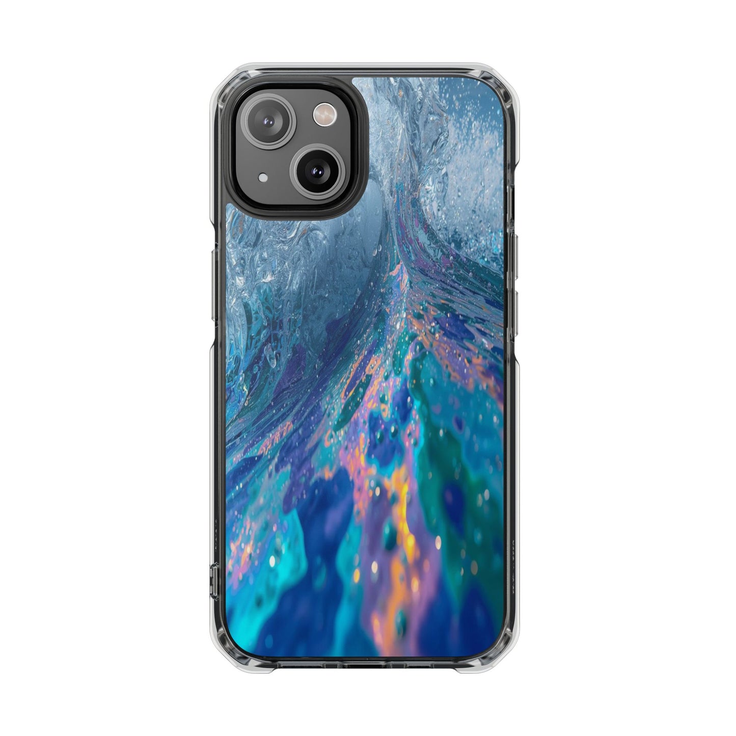 Clear Magnetic Impact Phone Case — Blue Ocean Abstract Design