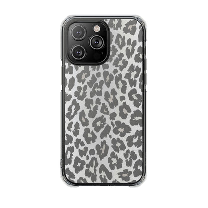 Clear Magnetic Impact Phone Case — Gray Leopard Print