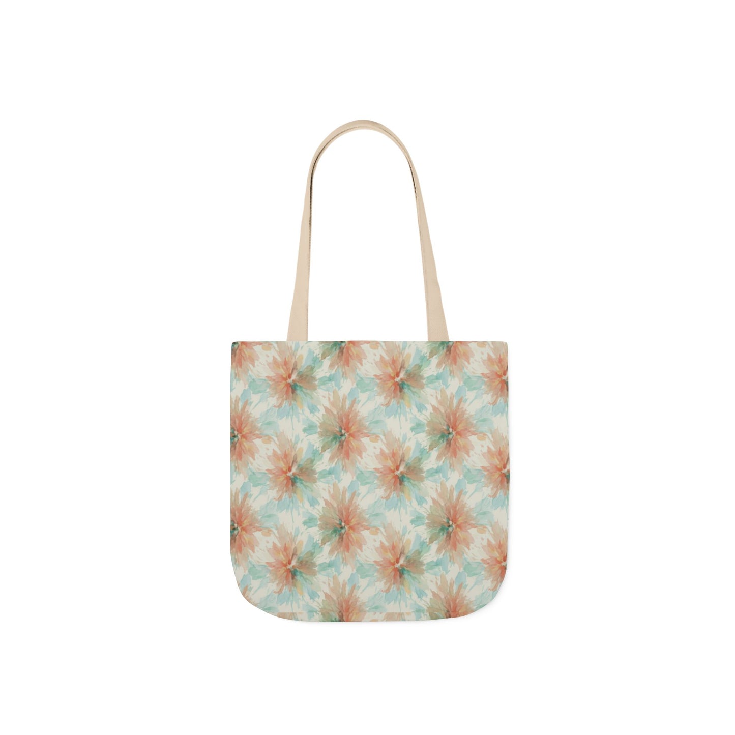 Tie-Dye Floral Canvas Tote Bag — Boho Pastel Market Tote