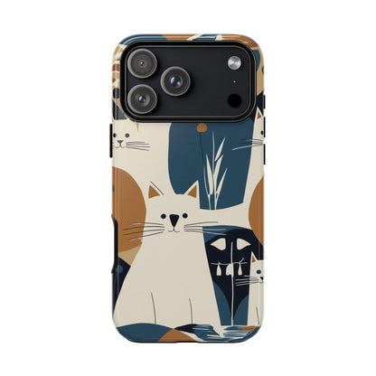Cat Pattern Phone Case – Retro Abstract Cats Protective iPhone Cover