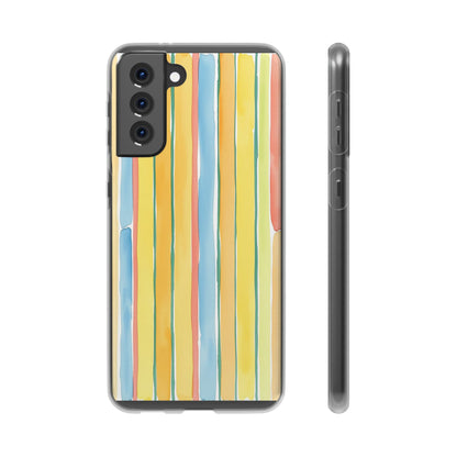 Watercolor Stripe Phone Case — Bright Pastel Vertical Stripes Protective Flexi Case