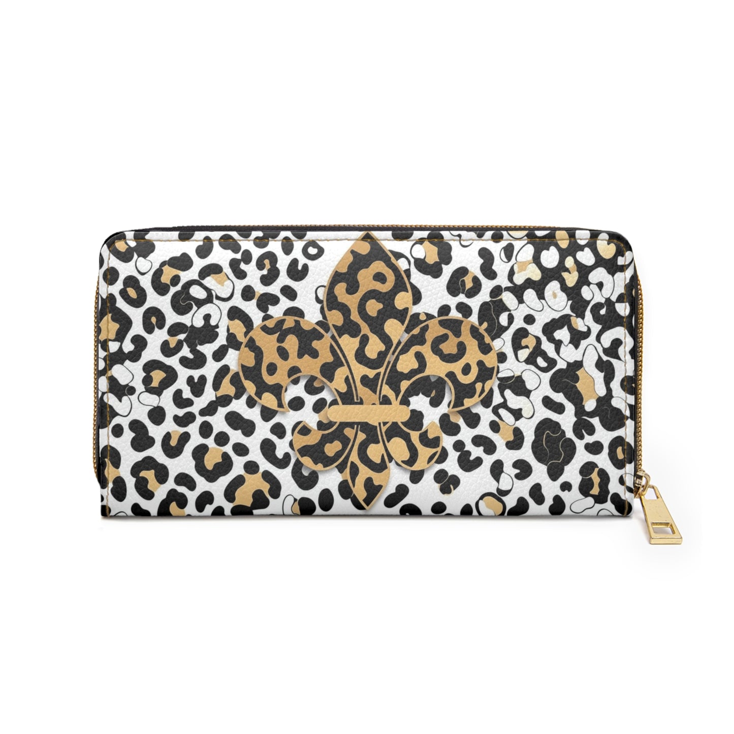 Leopard Fleur-de-Lis Zipper Wallet — Chic Animal Print Zip Wallet