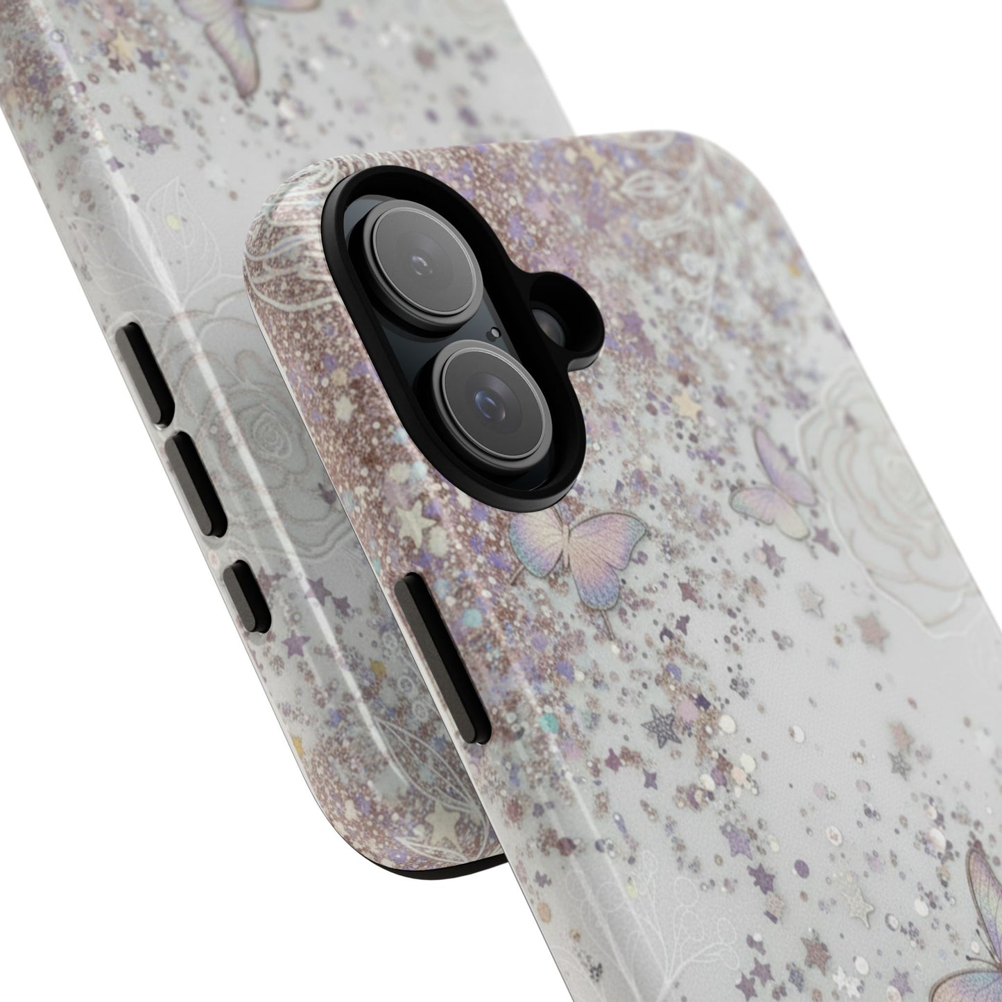 Butterfly Glitter Tough Phone Case — Floral Sparkle Protective Case