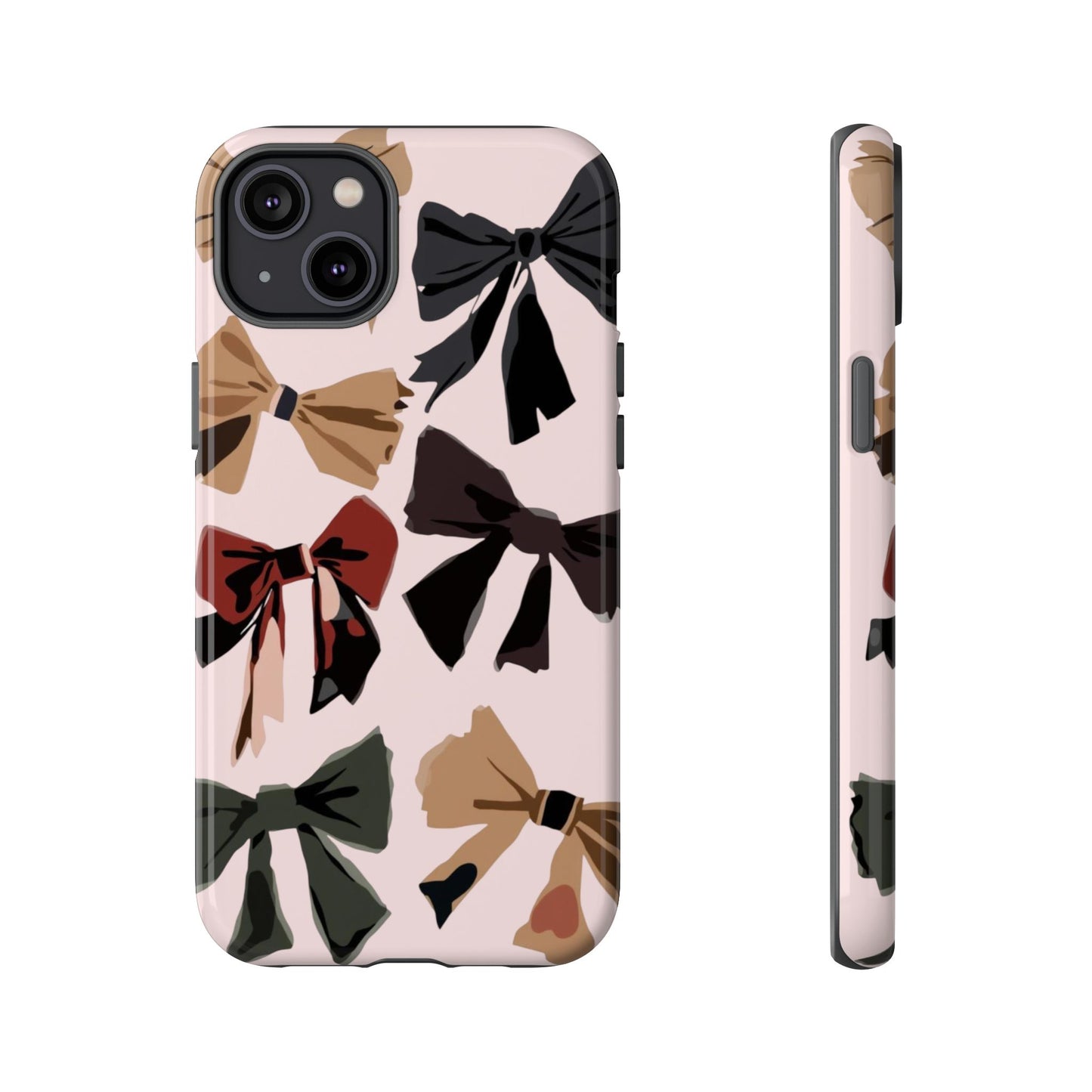 Bow Pattern Phone Case - Pink, Brown & Black Bows Protective Cover