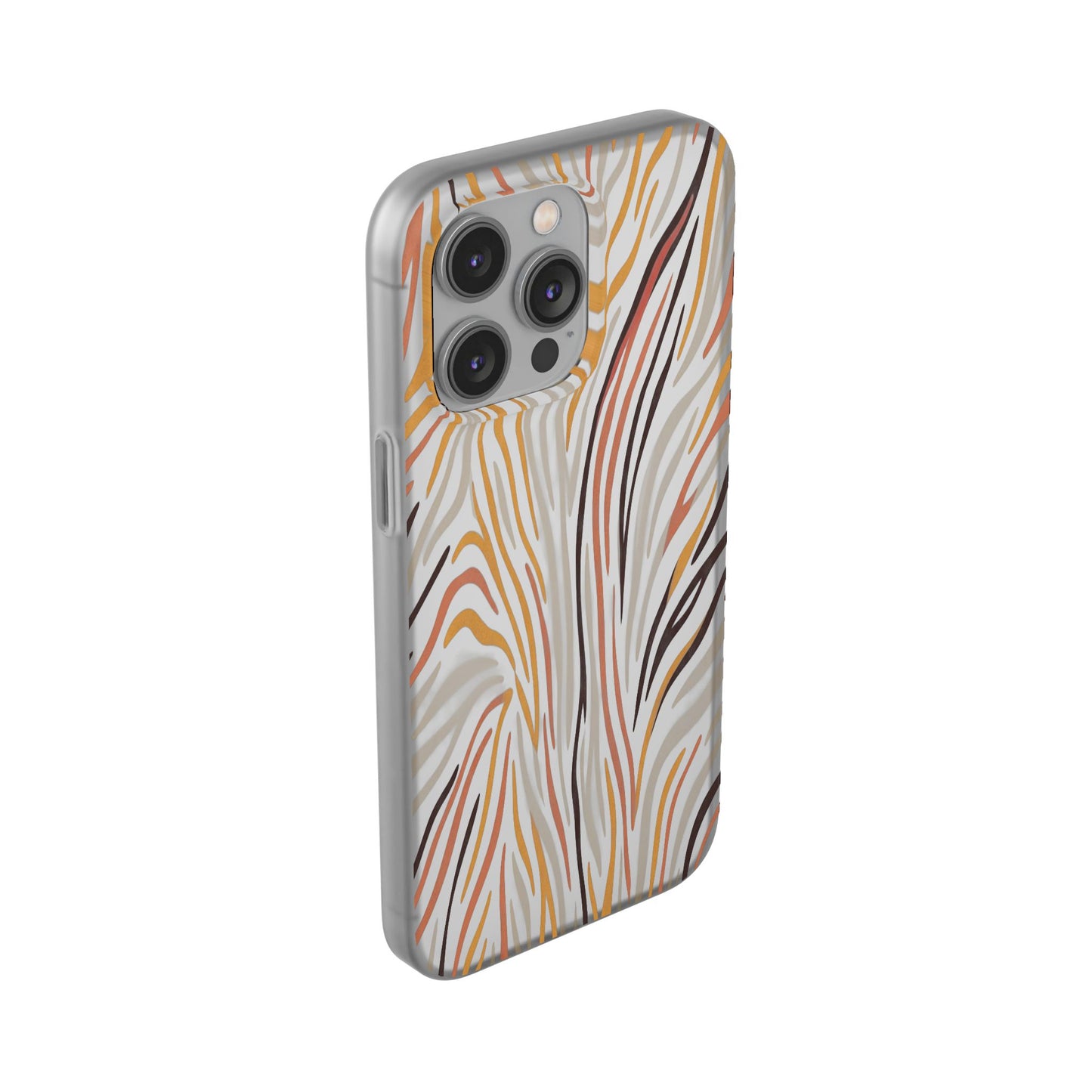 Marbled Neutral Stripe Phone Case — Abstract Beige & Terracotta Flexi Case