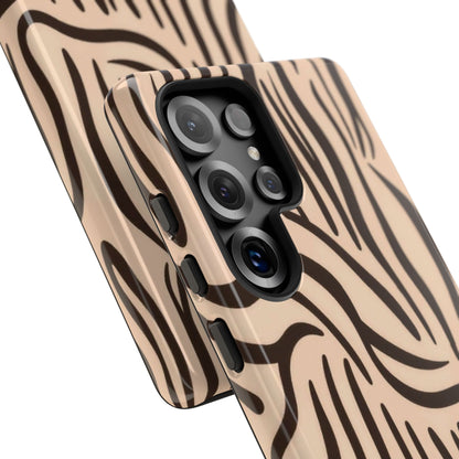 Zebra Stripe Tough Phone Case – Neutral Animal Print Protective Cover