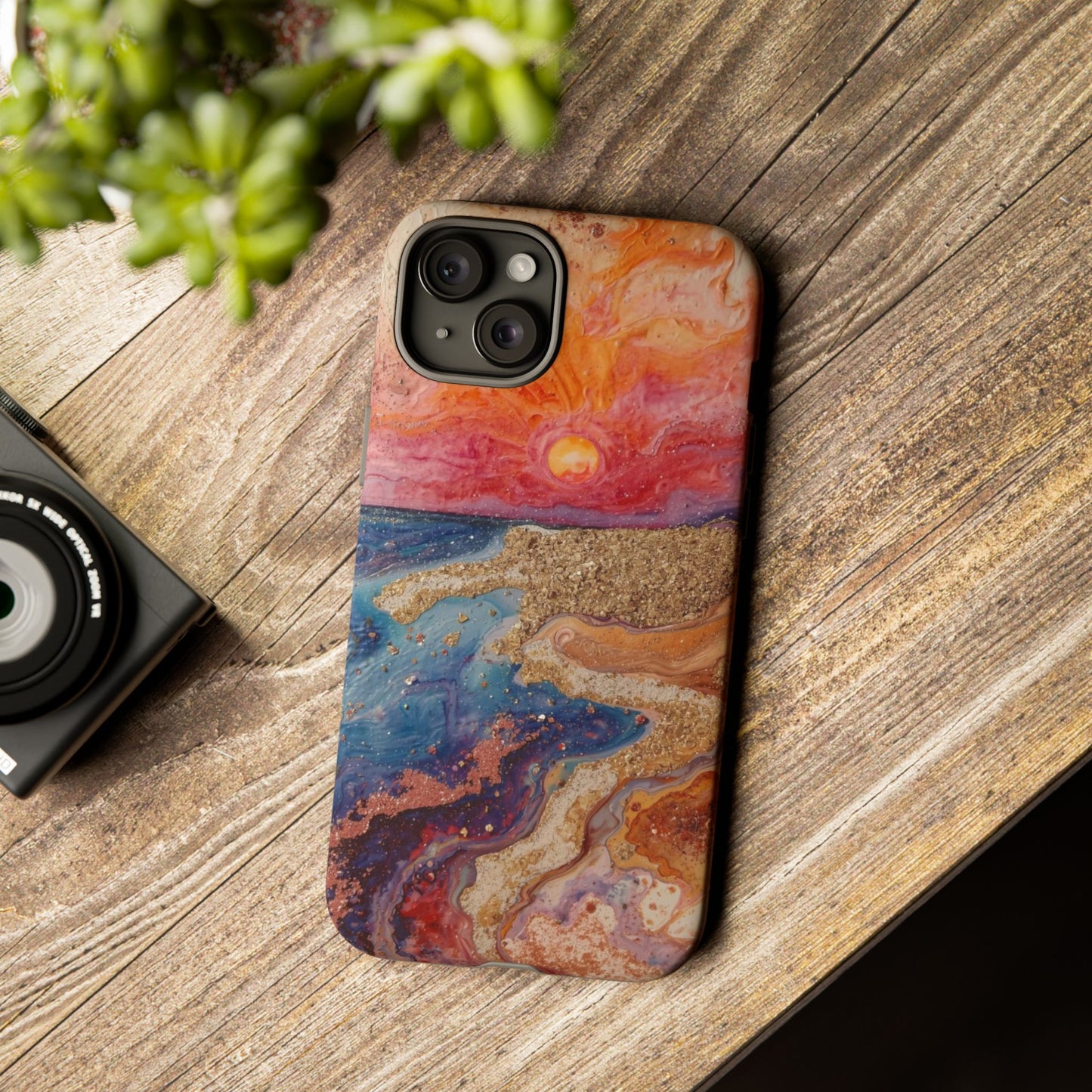 Sunset Coast Phone Case — Colorful Abstract Beach Art Tough Case