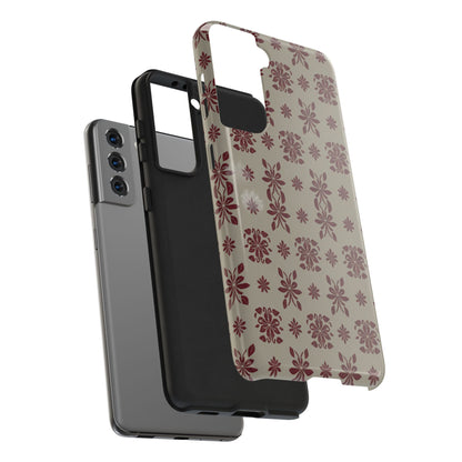 Tough Phone Case — Vintage Red Floral Pattern Protective Cover