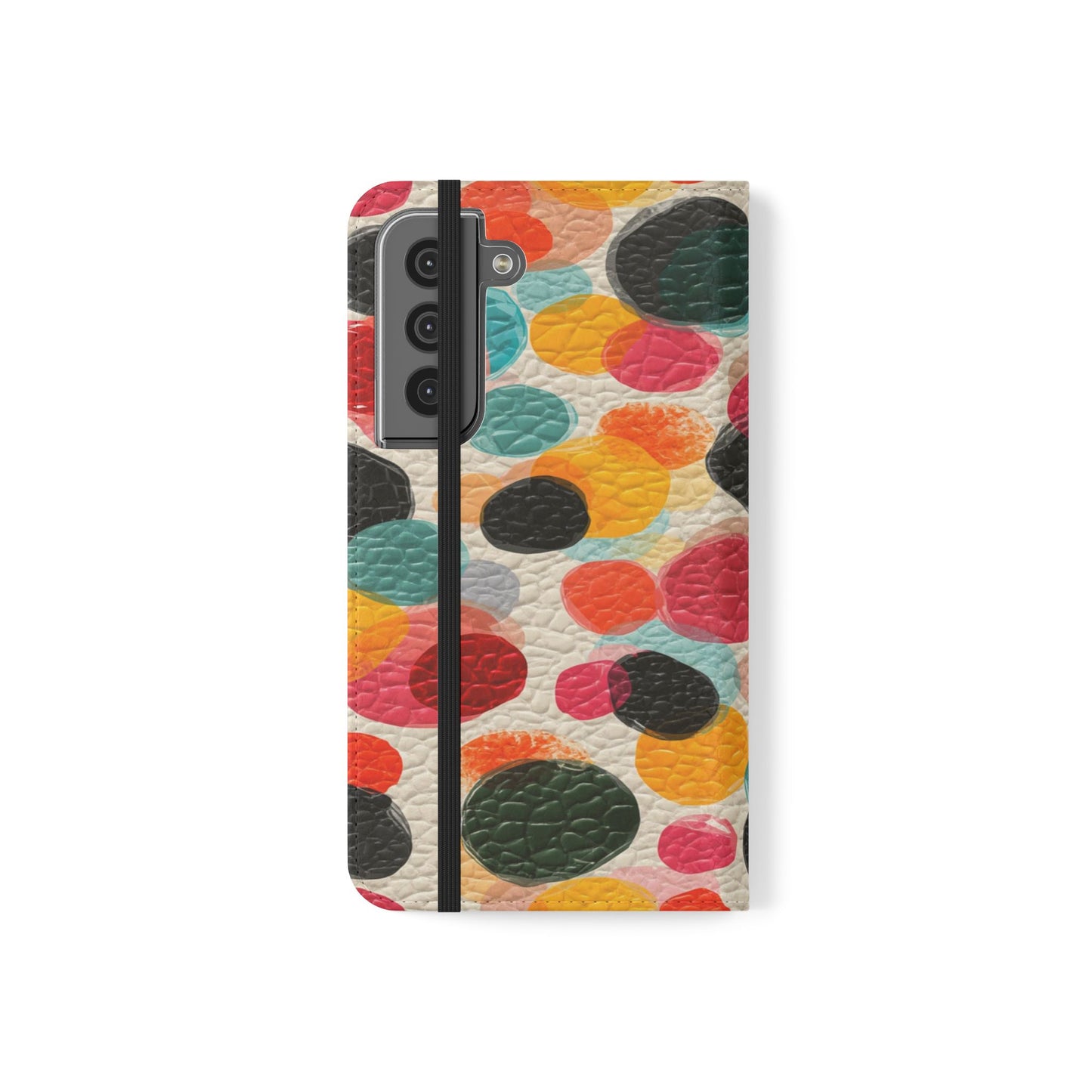 Colorful Confetti Dot Flip Phone Case — Retro Polka Wallet Cover