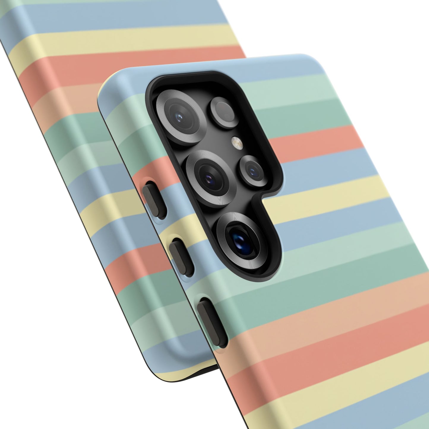 Pastel Striped Phone Case — Retro Horizontal Multi-Color Tough Case
