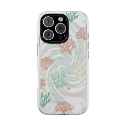 Seafoam Coral Tough Phone Case - Pastel Ocean Wave Design