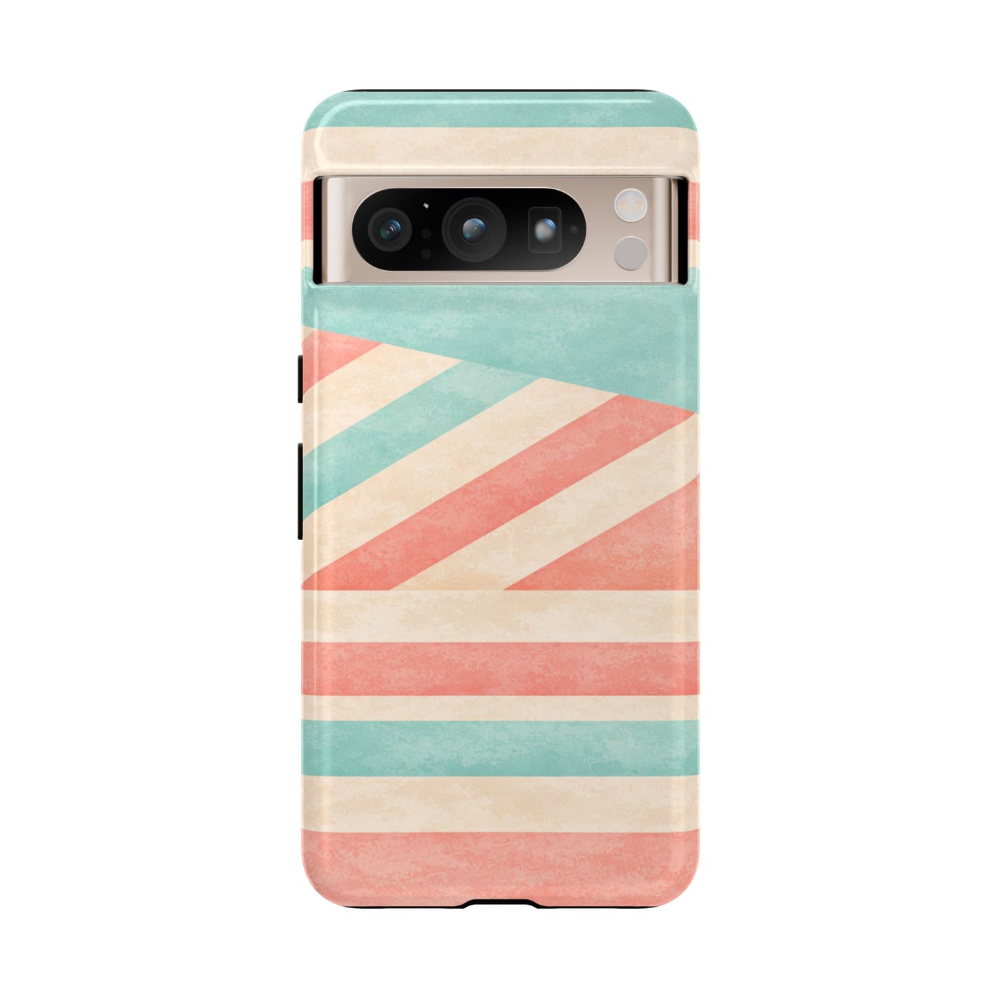 Pastel Stripes Tough Phone Case – Retro Coral & Teal Protective Cover