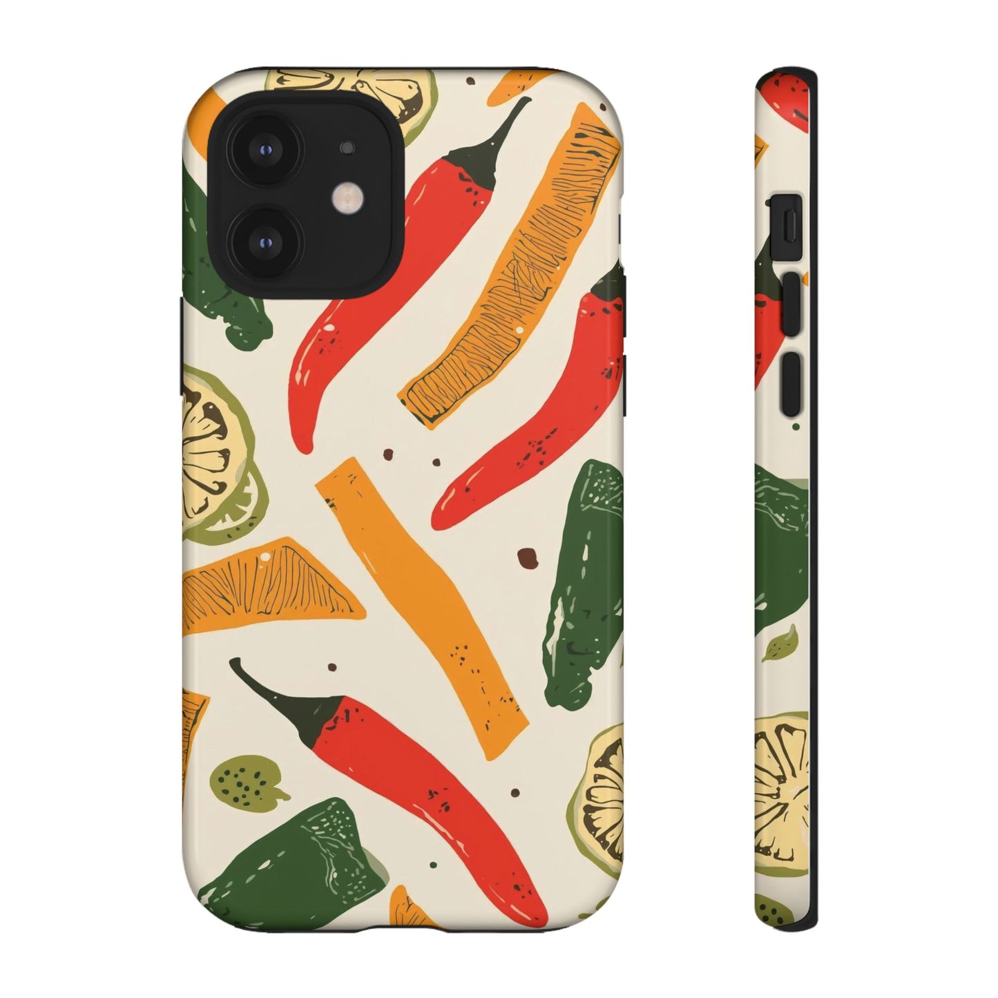Spicy Peppers Phone Case – Colorful Chili, Lime & Citrus Pattern