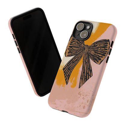 Bow Brushstroke Tough Phone Case — Pink & Mustard