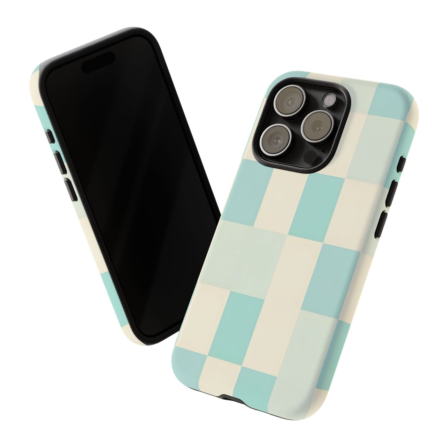 Pastel Checkerboard Tough Case – Mint & Cream Protective Phone Cover