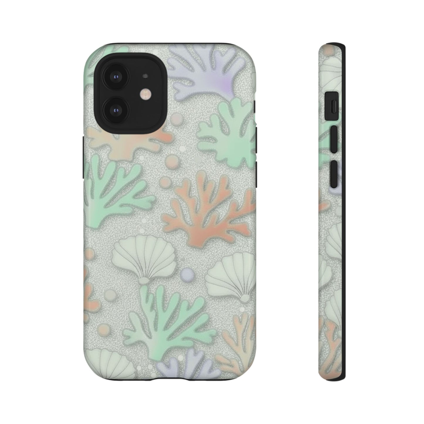 Pastel Coral Reef Tough Phone Case – Sea Shell & Coral Pattern Durable Protector