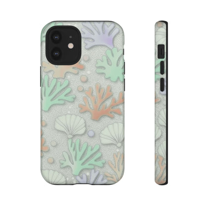 Pastel Coral Reef Tough Phone Case – Sea Shell & Coral Pattern Durable Protector