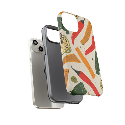 Spicy Peppers Phone Case – Colorful Chili, Lime & Citrus Pattern