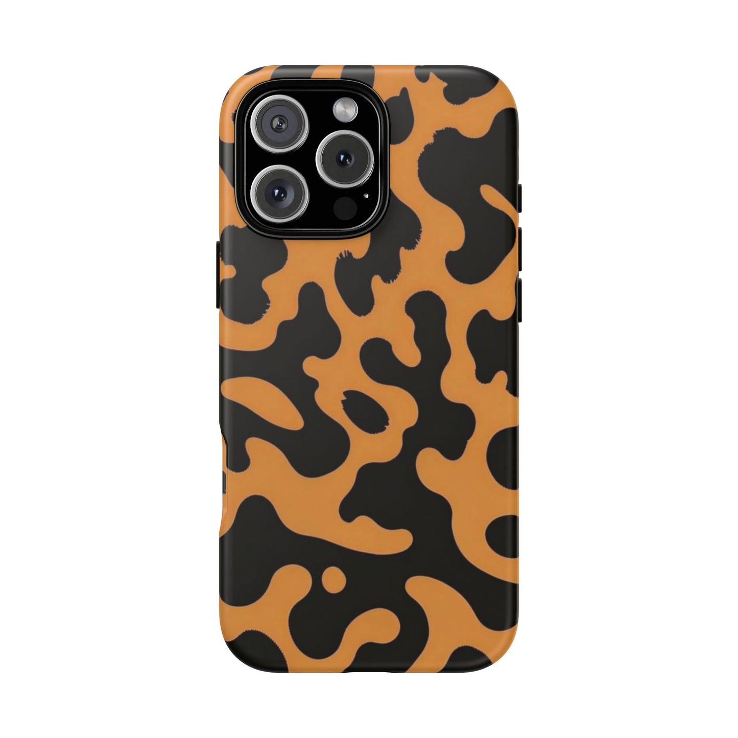 Leopard Print Phone Case — Orange & Black Tough Pattern Protective Cover