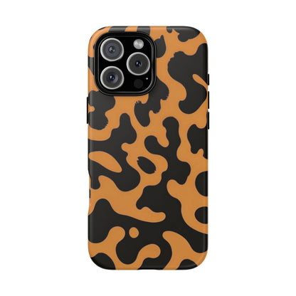 Leopard Print Phone Case — Orange & Black Tough Pattern Protective Cover