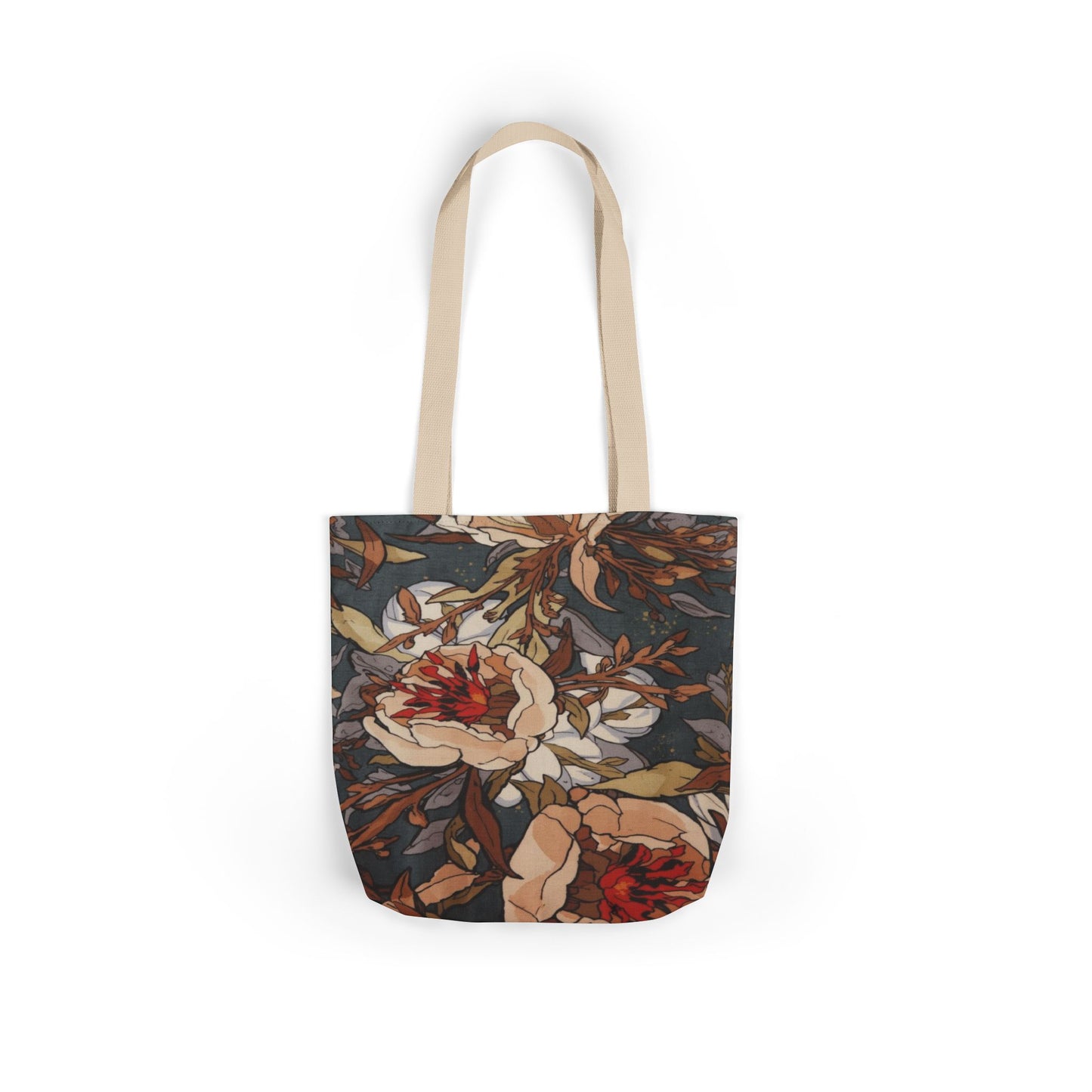 Vintage Floral Canvas Tote Bag — Autumn Rose Market Tote