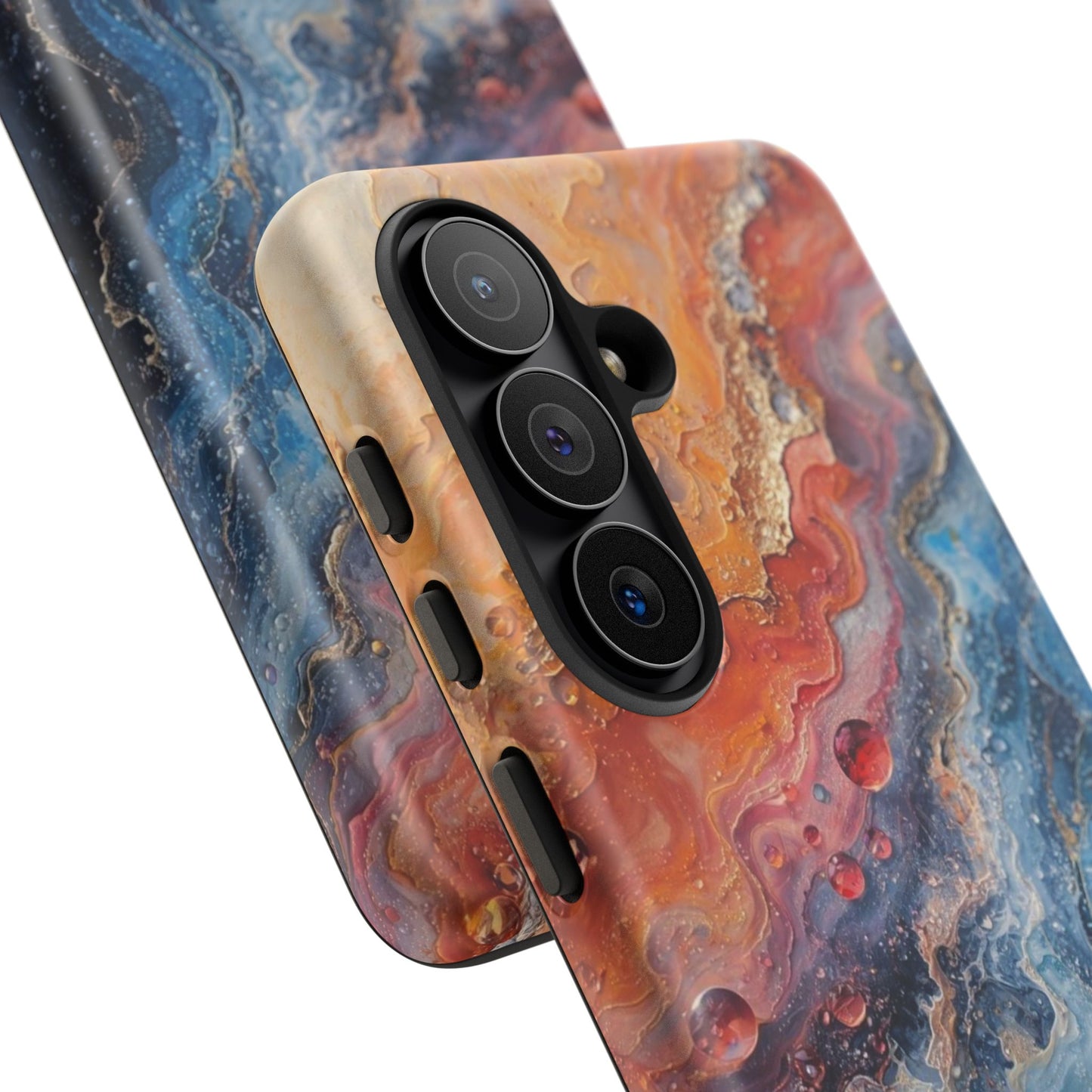 Marbled Galaxy Tough Phone Case — Abstract Blue & Coral Protective Cover