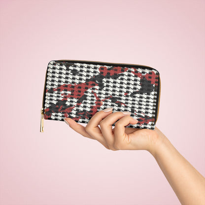 Women's Abstract Print Wallet - Abstract Zippered Checkboard Wallet