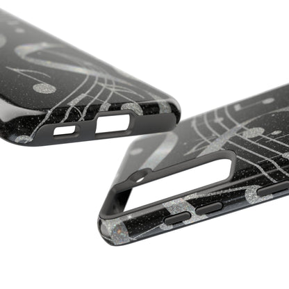 Musical Notes Tough Phone Case – Glitter Black Musician Phone Cover