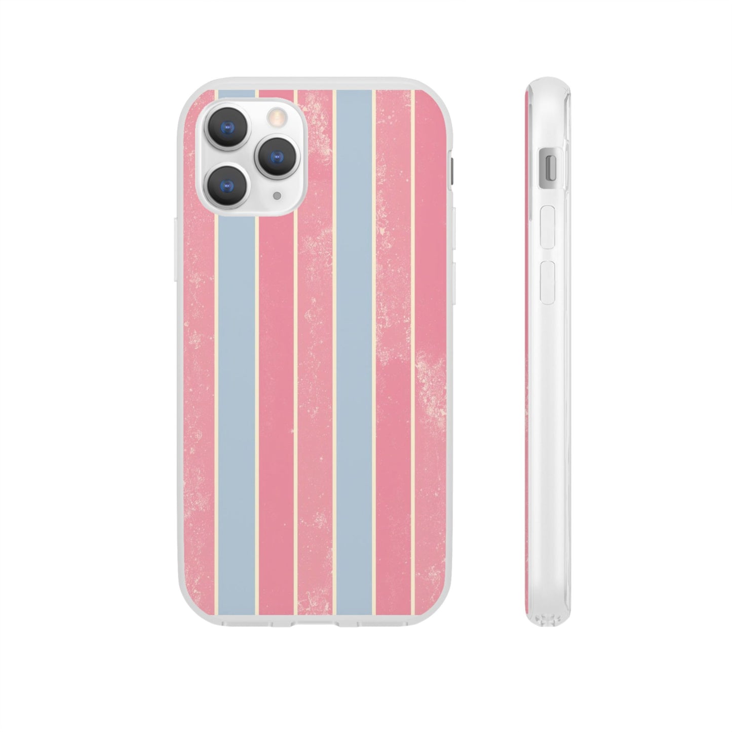 Striped Pink & Blue Phone Case — Retro Pastel Flexi Case