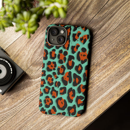 Teal & Rust Leopard Phone Case — Tough Protective Animal Print