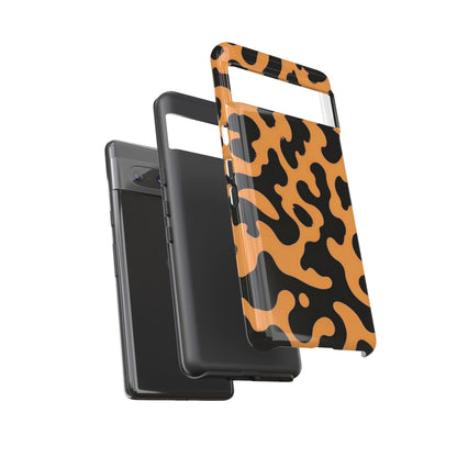 Leopard Print Phone Case — Orange & Black Tough Pattern Protective Cover