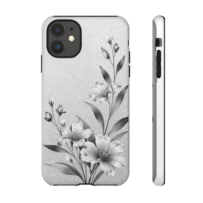 Floral Monochrome Phone Case — Elegant Black & White Lily Design