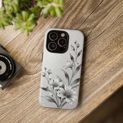 Floral Monochrome Phone Case — Elegant Black & White Lily Design